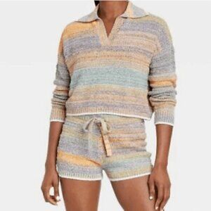 Universal Thread Matching Knit Set XL Top/L Shorts Orange/Blue